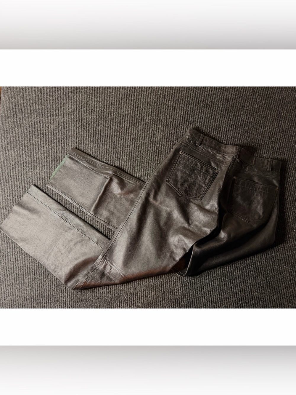 Black Straight-Leg Leather Pants